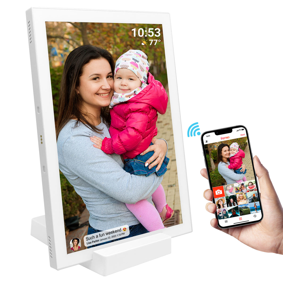 FRAMEO 10.1 Inch WiFi Digital Photo Frame,1280x800 HD IPS LCD Touch Screen,Auto-Rotate Portrait and Landscape,32GB Storage,Share Moments Instantly via Frameo App from Anywhere