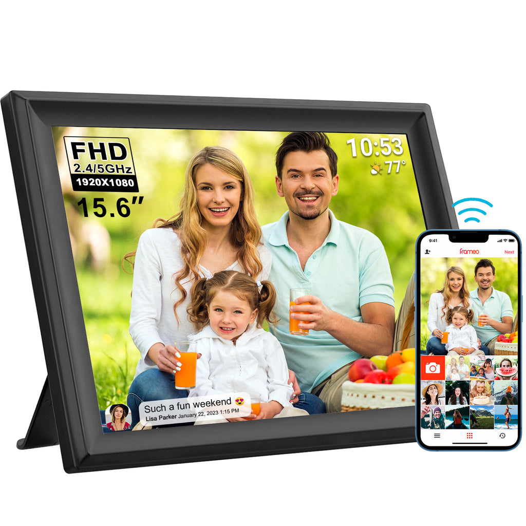 15.6 inch FRAMEO Large Digital Photo Frame Wifi Model NO.15.6inch Wifi ZN-DP1502 15.6inch 1920*1080 IPS RAM: 2GB/64GB 2.4G/5G/Wifi 6 Resolution：1920*1080 IPS FRAMEO