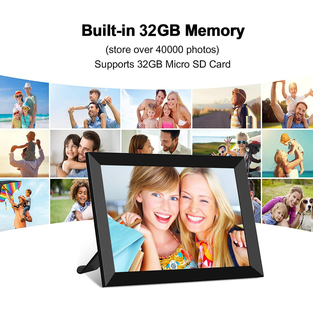 32GB FRAMEO 10.1 Inch Smart WiFi Digital Photo Frame 1280x800 IPS LCD Touch Screen, Auto-Rotate Portrait and Landscape, Built in 32GB Memory, Share Moments Instantly via Frameo App from Anywhere